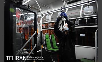 عملیات ضد عفونی کردن اتوبوس های تهران 15