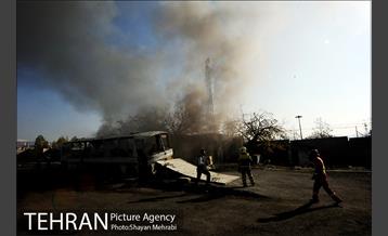 مانور آتش نشانی در شرکت اتوبوسرانی 19