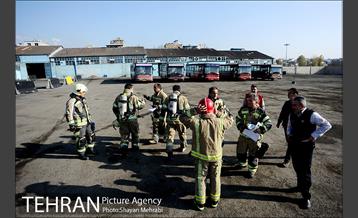 مانور آتش نشانی در شرکت اتوبوسرانی 1