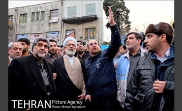 حضور رییس مجلس و دادستان کل کشور در محل پلاسکو 4