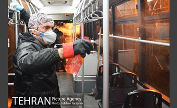 آغاز عملیات ضدعفونی کردن اتوبوس های تهران 8