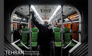 عملیات ضد عفونی کردن اتوبوس های تهران 1