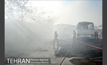 مانور آتش نشانی در شرکت اتوبوسرانی 32