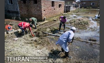 عملیات تخلیه آب از منازل مسکونی گمیشان 16