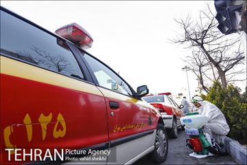 عملیات گسترده ضدعفونی خیابان ولیعصر (عج) توسط آتش نشانان تهران 4