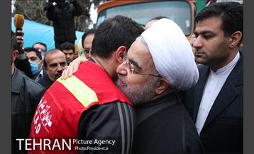 حضور رییس جمهور در محل ریزش ساختمان پلاسکو 14