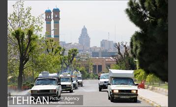 عملیات ضدعفونی سازمان صدا و سیما توسط نیروهای پسماند شهرداری تهران  9