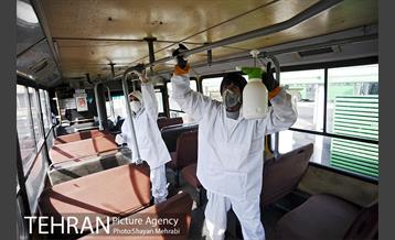 عملیات ضد عفونی کردن اتوبوس های شهری 4