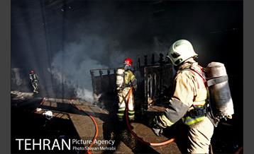 مانور آتش نشانی در شرکت اتوبوسرانی 42