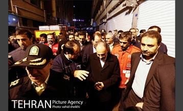 بازدید سرزده  شهردار تهران از محل آتش‌سوزی ساختمان برق حرارتی وزارت نیرو 11