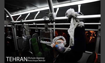 عملیات ضد عفونی کردن اتوبوس های تهران 4