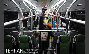 عملیات ضد عفونی کردن اتوبوس های تهران 13