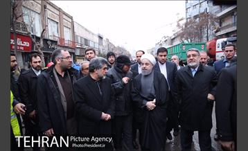 حضور رییس جمهور در محل ریزش ساختمان پلاسکو 1