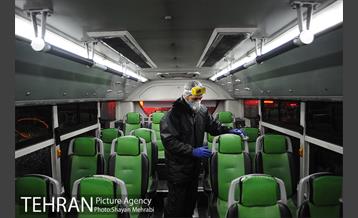 عملیات ضد عفونی کردن اتوبوس های تهران 2