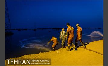 عملیات تخلیه آب از شهرک پیام اهواز 19