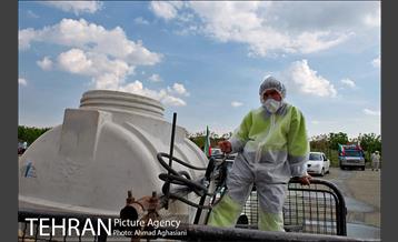 رزمایش ضدعفونی معابر سازمان بسیج شهرداری تهران 2