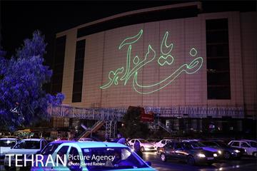 نورپردازی لیزری ویژه ولادت امام رضا(ع) در فلکه دوم صادقیه 18
