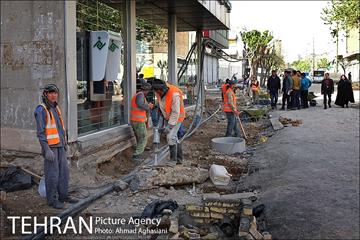 سنگ فرش شدن خیابان پامنار‎  11