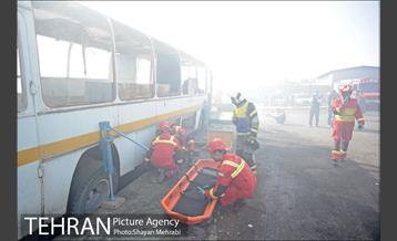 مانور آتش نشانی در شرکت اتوبوسرانی 33