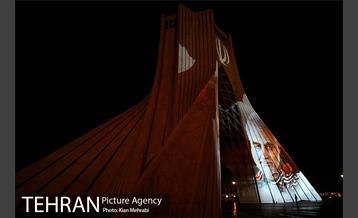 تصاویر سردار شهید قاسم سلیمانی بر دیوار برج آزادی 3