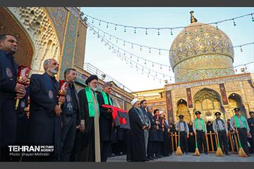 اهتزاز پرچم حرم سیدالشهدا(ع) بر فراز گنبد حرم عبدالعظیم حسنی(ع) 34