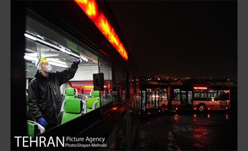 عملیات ضد عفونی کردن اتوبوس های تهران 6