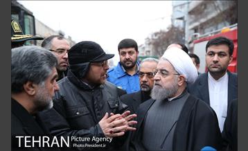 حضور رییس جمهور در محل ریزش ساختمان پلاسکو 6