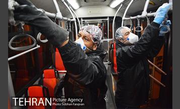 آغاز عملیات ضدعفونی کردن اتوبوس های تهران 12