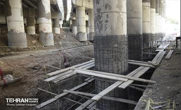 پروژه مقاوم‌سازی پل تقاطع بزرگراه همت و رودخانه کن 16