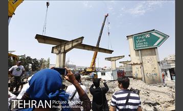 مراسم جمع آوری آخرین قطعه شاه تیر های عرشه پل گیشا  1