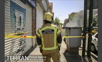 عملیات اطفا حریق در میدان حسن آباد 16