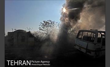 مانور آتش نشانی در شرکت اتوبوسرانی 18