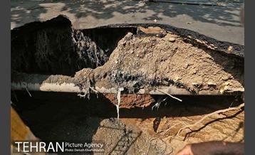 ریزش بخشی از خیابان پیامبر اتوبان ستاری 11