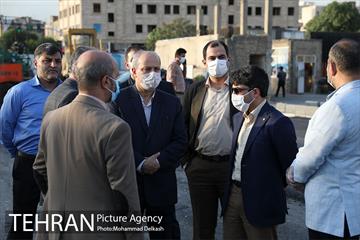 بازدید شهردار تهران از ضلع جنوبی خیابان استاد معین در پادگان جی 6