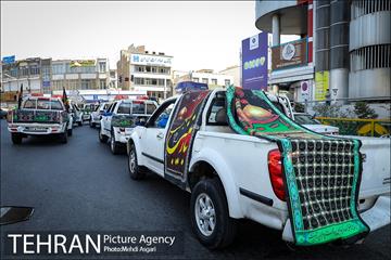 کاروان عزاداری خودرویی شهربانان و معبربانان بسیجی منطقه ۲