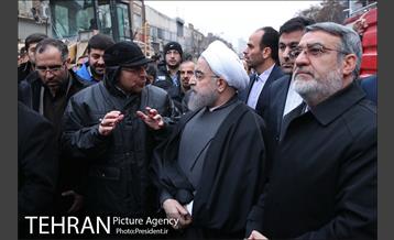 حضور رییس جمهور در محل ریزش ساختمان پلاسکو 5