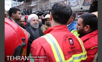 حضور رییس جمهور در محل ریزش ساختمان پلاسکو 12