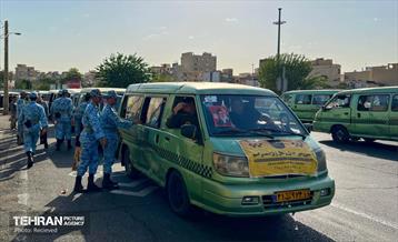 خدمت‌رسانی رایگان تاکسی‌های شهری به شرکت‌کنندگان مراسم وداع با آقای شهید ایران 3