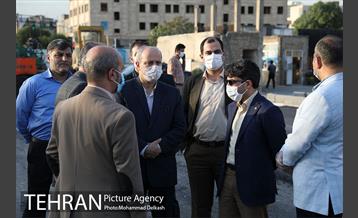 بازدید شهردار تهران از ضلع جنوبی خیابان استاد معین در پادگان جی 6