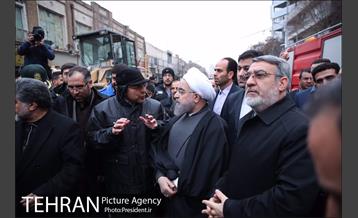 حضور رییس جمهور در محل ریزش ساختمان پلاسکو 3