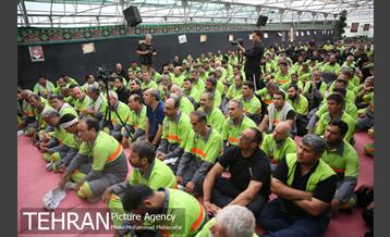 حضور سیدمحمدعلی افشانی شهردار تهران در جمع نیروهای خادم الحسین(ع) در شهر کربلا 12