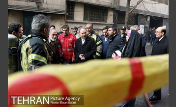 بازدید شهردار تهران از محل آتش‌سوزی ساختمان برق حرارتی وزارت نیرو  9