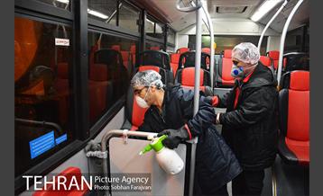 آغاز عملیات ضدعفونی کردن اتوبوس های تهران 7