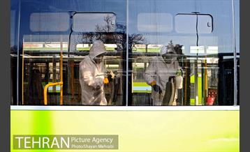 عملیات ضد عفونی کردن اتوبوس های شهری 14