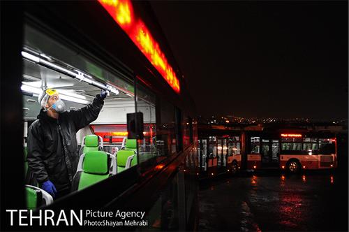 عملیات ضد عفونی کردن اتوبوس های تهران 6