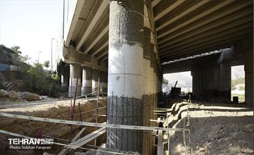 پروژه مقاوم‌سازی پل تقاطع بزرگراه همت و رودخانه کن 21