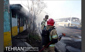 مانور آتش نشانی در شرکت اتوبوسرانی 26