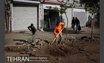 سنگ فرش شدن خیابان پامنار‎  3