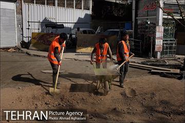 سنگ فرش شدن خیابان پامنار‎  4