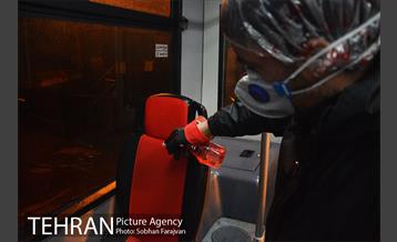 آغاز عملیات ضدعفونی کردن اتوبوس های تهران 11